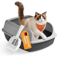 Produktbild von Feandrea Katzenklo XXL Offene Schalentoilette aus Kunststoff mit Schaufel Grau