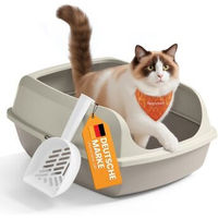 Produktbild von Feandrea Katzenklo XXL Schalentoilette aus Kunststoff mit hohen Seitenwänden und Schaufel Grau