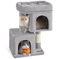Produktbild von Feandrea Katzenkratzbaum Jasmina S Grau mit Katzenhaus und Sisalstämmen 65 cm