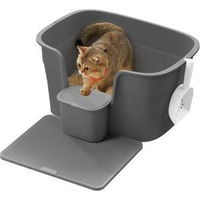 Produktbild von FEANDREA Katzentoilette als offene Schalentoilette aus Kunststoff für erwachsene Katzen in Grau Größe L