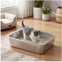 Produktbild von Feandrea Katzentoilette aus Edelstahl als offene Schale für Kitten und kleine Katzen Silber Größe S