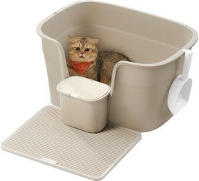 FEANDREA Katzentoilette offene Schalentoilette aus Kunststoff für erwachsene Katzen in Beige oder Grau – Bild 1 von 7