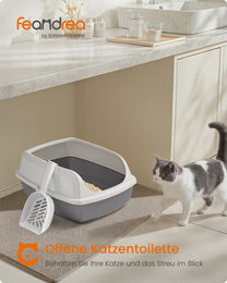 FEANDREA Katzentoilette offene Schalentoilette aus Kunststoff mit Schaufel für Katzen aller Altersstufen – Bild 1 von 4