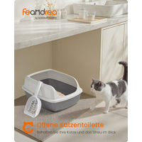 Produktbild von FEANDREA Katzentoilette offene Schalentoilette aus Kunststoff mit Schaufel für Katzen aller Altersstufen