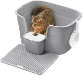 FEANDREA Katzentoilette Offene Schalentoilette für Katzen in Grau Größe L – Bild 1 von 7