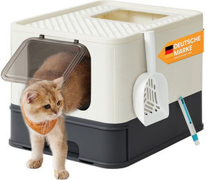 Feandrea Katzentoilette Top-Entry aus Kunststoff für erwachsene Katzen in Schwarz – Bild 1 von 8