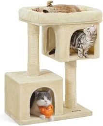 FEANDREA Kratzbaum aus Holz mit großer Plattform in Beige für Katzen aller Altersstufen 84cm – Bild 1 von 3