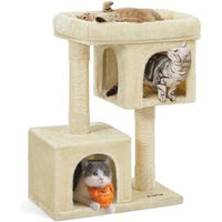 Produktbild von FEANDREA Kratzbaum aus Holz mit großer Plattform in Beige für Katzen aller Altersstufen 84cm