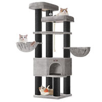 Produktbild von Feandrea Kratzbaum CLAWFY Kollektion für große Katzen wie Maine Coon, mehrstöckig, Taubengrau-Tintenschwarz, 55 x 55 x 186,7 cm