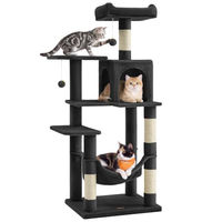 Produktbild von Feandrea Kratzbaum CLAWFY Kollektion PCT161B01 mit Katzenhaus, Hängematte und 4 Kratzsäulen in Tintenschwarz