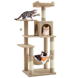Feandrea Kratzbaum CLAWFY Kollektion PCT161K01 für Katzen in Kamelbraun mit Höhle, Hängematte und 4 Kratzsäulen – Bild 1 von 1