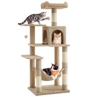 Produktbild von Feandrea Kratzbaum CLAWFY Kollektion PCT161K01 für Katzen in Kamelbraun mit Höhle, Hängematte und 4 Kratzsäulen