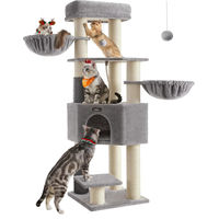 Produktbild von Feandrea Kratzbaum für große Katzen mit selbstheizenden Decken und 9 Sisalstämmen in Grau