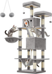 Feandrea Kratzbaum für Katzen aus Plüsch und Sisalfaser Hellgrau 1680 x 550 x 450 mm – Bild 1 von 1