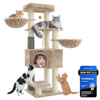 Produktbild von Feandrea Kratzbaum für Katzen in Kamelbraun mit 11,1 cm dicken Stämmen und 2 Katzenbürsten 50 x 50 x 160 cm