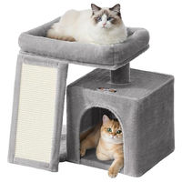 Produktbild von Feandrea Kratzbaum für Katzen klein in Grau mit Plüsch und 2 Plattformen 48 cm hoch