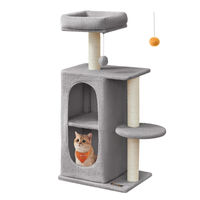 Produktbild von Feandrea Kratzbaum für Katzen mit 2 Höhlen und Kratzstämmen aus Sisal in Grau und Sand