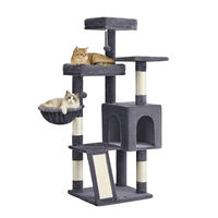 Produktbild von Feandrea Kratzbaum für Katzen mit 3 Plattformen, Höhle und Korb, 136 cm hoch, Grau