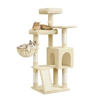 Produktbild von Feandrea Kratzbaum für Katzen mit 3 Plattformen, Höhle und Korb, 136 cm hoch, sandbeige
