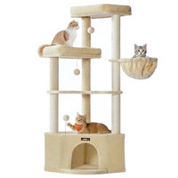 Produktbild von Feandrea Kratzbaum für Katzen mit großer Kuschelhöhle in Sandbeige 48,5 x 48,5 x 150 cm
