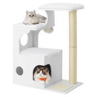 Produktbild von Feandrea Kratzbaum für Katzen mit Höhle und Liegeflächen aus Plüsch und Sisal in Weiß, 88 cm hoch