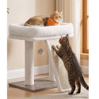 Produktbild von FEANDREA Kratzbaum für Katzen mit Sisal Kratzbrett und großer Plattform 40 x 30 x 44 cm Hellmokka und Weiß