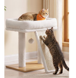 Feandrea Kratzbaum für Katzen mit Sisal Kratzbrett und großer Plattform Eichenbeige und Cremeweiß 40 x 30 x 44 cm – Bild 1 von 1