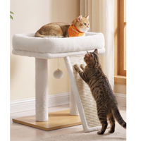 Produktbild von Feandrea Kratzbaum für Katzen mit Sisal Kratzbrett und großer Plattform Eichenbeige und Cremeweiß 40 x 30 x 44 cm