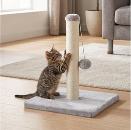 Feandrea Kratzbaum für Katzen aus natürlichem Sisal mit Spielzeug in Grau 40 x 40 x 44 cm – Bild 1 von 2
