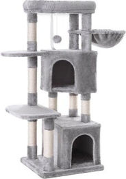 FEANDREA Kratzbaum für Katzen Grau 120cm mit Sisal und 2 Kuschelhöhlen – Bild 1 von 6
