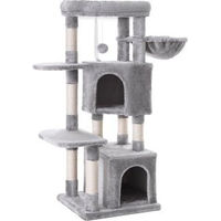 Produktbild von FEANDREA Kratzbaum für Katzen Grau 120cm mit Sisal und 2 Kuschelhöhlen