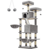 Produktbild von Feandrea Kratzbaum für Katzen in Grau mit 2 Höhlen und Plüsch, 168 cm