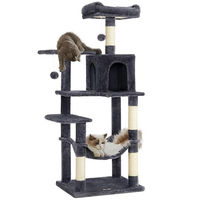 Produktbild von Feandrea Kratzbaum für Katzen in Grau mit Katzenhaus und Plüsch, 137,7 cm hoch