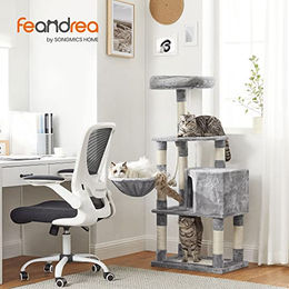 Feandrea Kratzbaum für Katzen in Grau mit Sisal-Kratzsäulen und Höhle 138 cm hoch – Bild 1 von 7