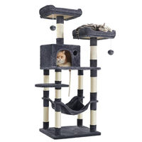 Produktbild von FEANDREA Kratzbaum für Katzen in Grau und Beige mit Sisal-Elementen und 143 cm Höhe