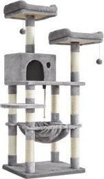 FEANDREA Kratzbaum für Katzen in Grau und Beige mit Sisal und 2 Aussichtsplattformen 143 cm – Bild 1 von 8