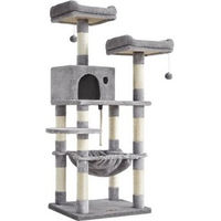 Produktbild von FEANDREA Kratzbaum für Katzen in Grau und Beige mit Sisal und 2 Aussichtsplattformen 143 cm