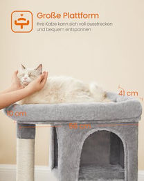 Feandrea Kratzbaum für Katzen mit 2 Katzenhöhlen und Sisalstämmen, 84 cm, Hellgrau – Bild 1 von 10