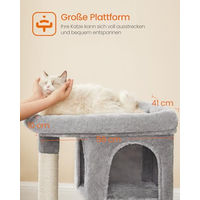 Produktbild von Feandrea Kratzbaum für Katzen mit 2 Katzenhöhlen und Sisalstämmen, 84 cm, Hellgrau