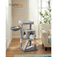 Produktbild von FEANDREA Kratzbaum für Katzen mit Aussichtsplattform und Plüsch in Grau 96cm