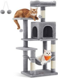 FEANDREA Kratzbaum für Katzen mit Hängematte und Höhle 112 cm Grau – Bild 1 von 3