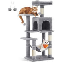 Produktbild von FEANDREA Kratzbaum für Katzen mit Hängematte und Höhle 112 cm Grau