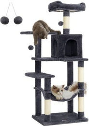 Feandrea Kratzbaum für Katzen mit Hängematte und Höhle, 143 cm, Dunkelgrau – Bild 1 von 3