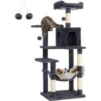 Produktbild von Feandrea Kratzbaum für Katzen mit Hängematte und Höhle, 143 cm, Dunkelgrau