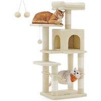 Produktbild von FEANDREA Kratzbaum für Katzen mit Hängematte und Höhle in Beige 112 cm - 10 kg