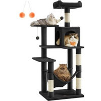 Produktbild von FEANDREA Kratzbaum für Katzen mit Hängematte und Höhle in Schwarz 143 cm