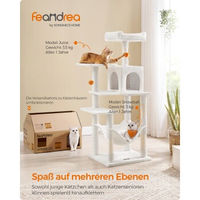 Produktbild von FEANDREA Kratzbaum für Katzen mit Hängematte und Höhle in Weiß 143 cm