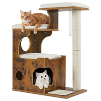 Produktbild von FEANDREA Kratzbaum für Katzen mit Höhle und Sisal-Kratzmatte, 86 cm hoch, Braun und Weiß