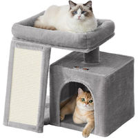 Produktbild von FEANDREA Kratzbaum für Katzen mit Kratzrampe, Plattform und Höhle aus Sisal in Grau/Beige
