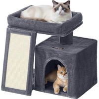Produktbild von FEANDREA Kratzbaum für Katzen mit Kratzrampe, Plattform und Höhle aus Sisal in Grau und Beige